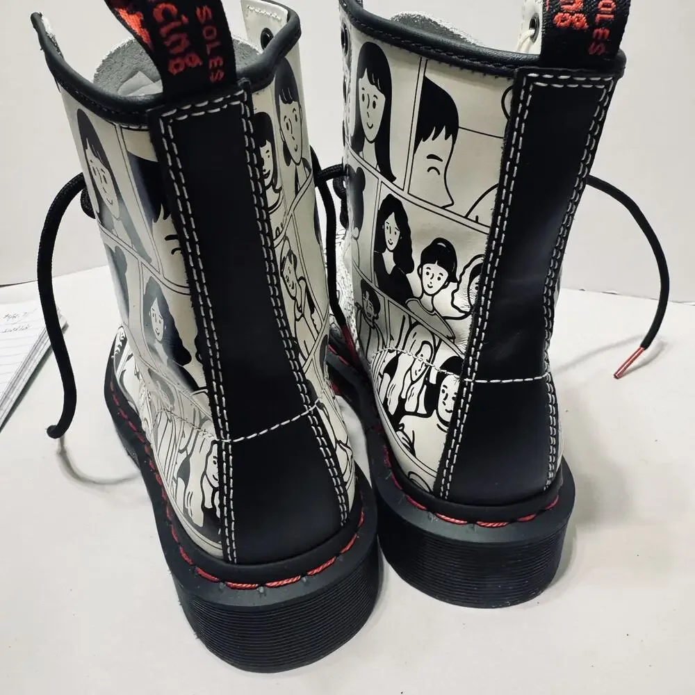 Doc Dr Martens Air Wair Lace Up Combat Boots White Women's 5 NWT Fuluki Kanai